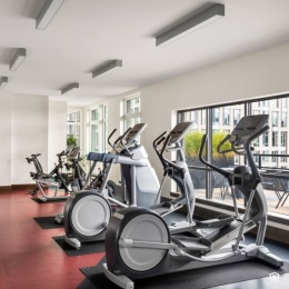 a fitness center with exercise equipment