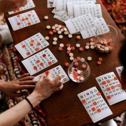 a picture of a person playing bingo